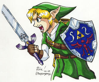 Personal traditional art of Link from The Legend of Zelda. Character design by Nintendo.
