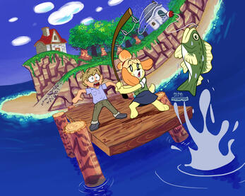 Personal art based on the game Animal Crossing New Leaf. Character design by Nintendo